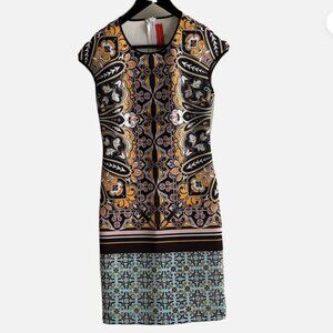 CLOVER CANYON Neoprene Sheath Dress w/ cap Sleeve crew neck Sz Small